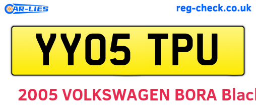 YY05TPU are the vehicle registration plates.