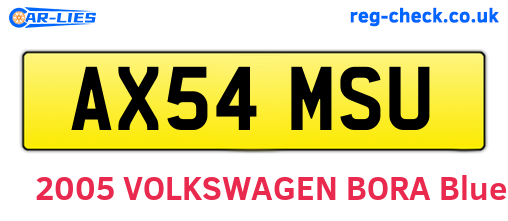 AX54MSU are the vehicle registration plates.