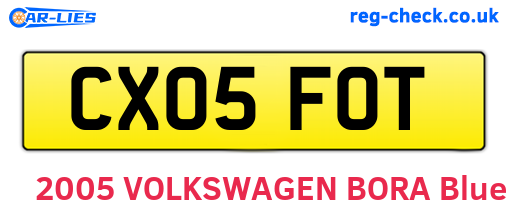 CX05FOT are the vehicle registration plates.