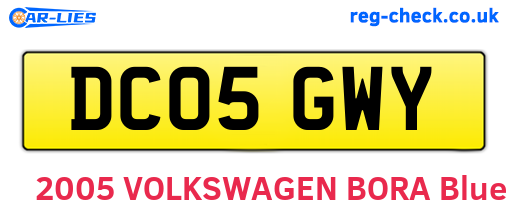 DC05GWY are the vehicle registration plates.