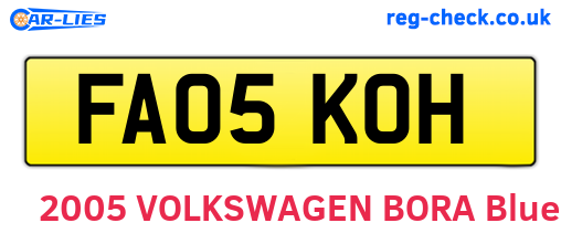 FA05KOH are the vehicle registration plates.
