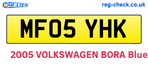 MF05YHK are the vehicle registration plates.