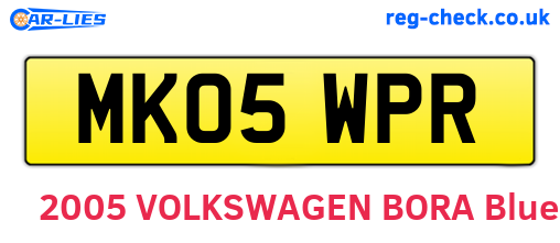 MK05WPR are the vehicle registration plates.