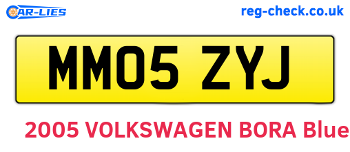 MM05ZYJ are the vehicle registration plates.
