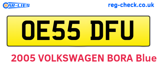 OE55DFU are the vehicle registration plates.