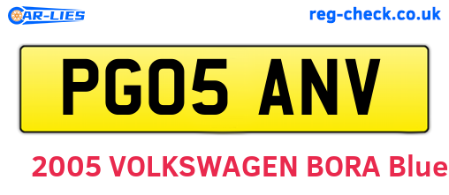 PG05ANV are the vehicle registration plates.