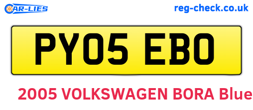 PY05EBO are the vehicle registration plates.