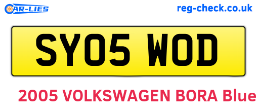 SY05WOD are the vehicle registration plates.