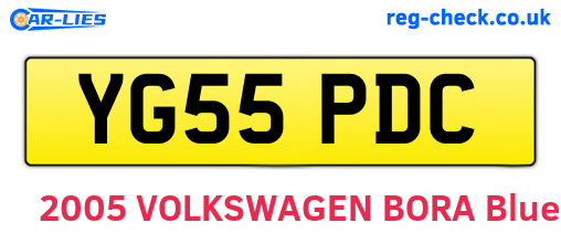 YG55PDC are the vehicle registration plates.