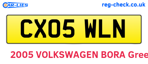 CX05WLN are the vehicle registration plates.