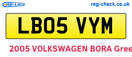 LB05VYM are the vehicle registration plates.