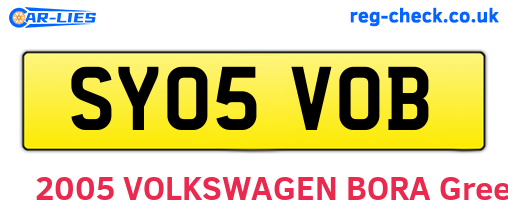 SY05VOB are the vehicle registration plates.