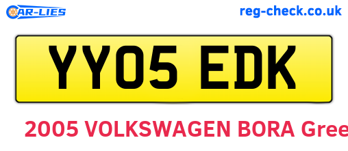 YY05EDK are the vehicle registration plates.