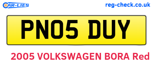 PN05DUY are the vehicle registration plates.