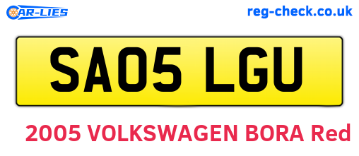 SA05LGU are the vehicle registration plates.