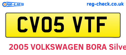 CV05VTF are the vehicle registration plates.