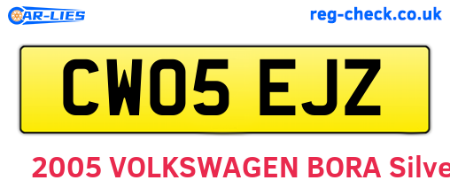 CW05EJZ are the vehicle registration plates.