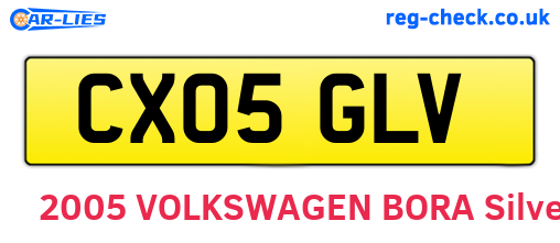CX05GLV are the vehicle registration plates.