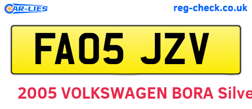 FA05JZV are the vehicle registration plates.