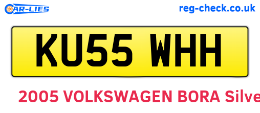 KU55WHH are the vehicle registration plates.