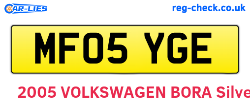 MF05YGE are the vehicle registration plates.