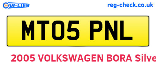 MT05PNL are the vehicle registration plates.