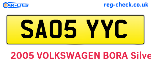 SA05YYC are the vehicle registration plates.