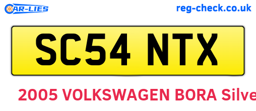 SC54NTX are the vehicle registration plates.