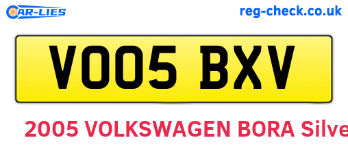 VO05BXV are the vehicle registration plates.