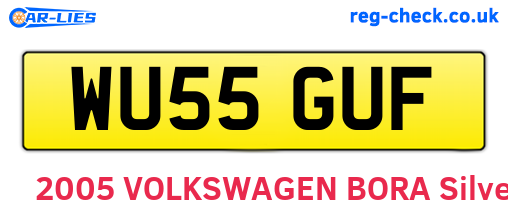 WU55GUF are the vehicle registration plates.