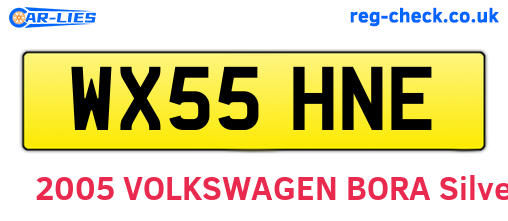 WX55HNE are the vehicle registration plates.