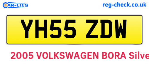 YH55ZDW are the vehicle registration plates.