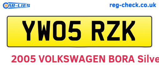 YW05RZK are the vehicle registration plates.