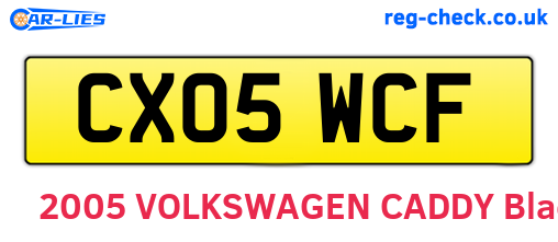 CX05WCF are the vehicle registration plates.