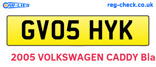 GV05HYK are the vehicle registration plates.