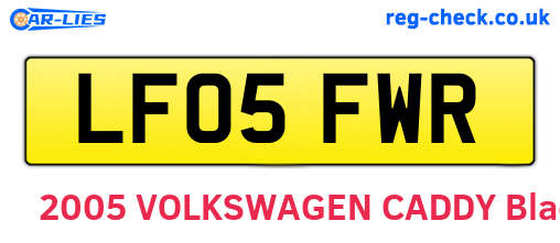 LF05FWR are the vehicle registration plates.