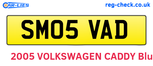 SM05VAD are the vehicle registration plates.