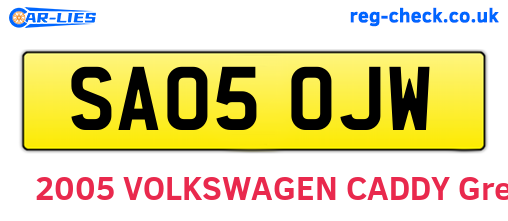 SA05OJW are the vehicle registration plates.