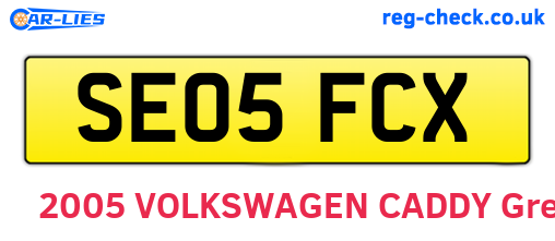 SE05FCX are the vehicle registration plates.