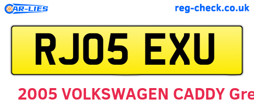 RJ05EXU are the vehicle registration plates.