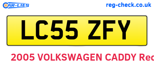 LC55ZFY are the vehicle registration plates.