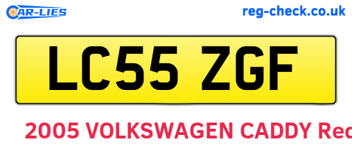 LC55ZGF are the vehicle registration plates.