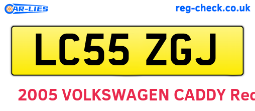 LC55ZGJ are the vehicle registration plates.
