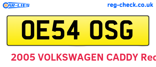OE54OSG are the vehicle registration plates.