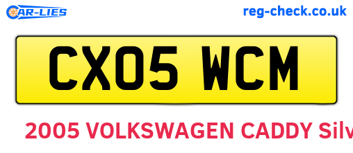 CX05WCM are the vehicle registration plates.
