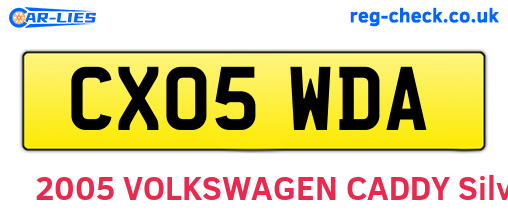 CX05WDA are the vehicle registration plates.