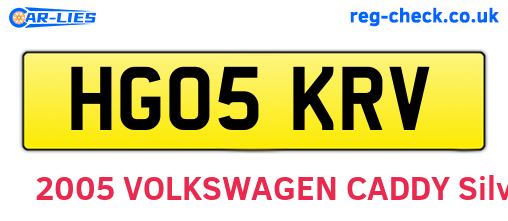 HG05KRV are the vehicle registration plates.