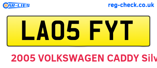 LA05FYT are the vehicle registration plates.