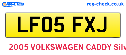 LF05FXJ are the vehicle registration plates.