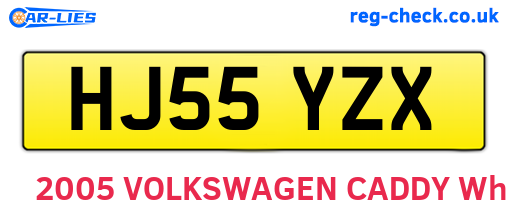 HJ55YZX are the vehicle registration plates.